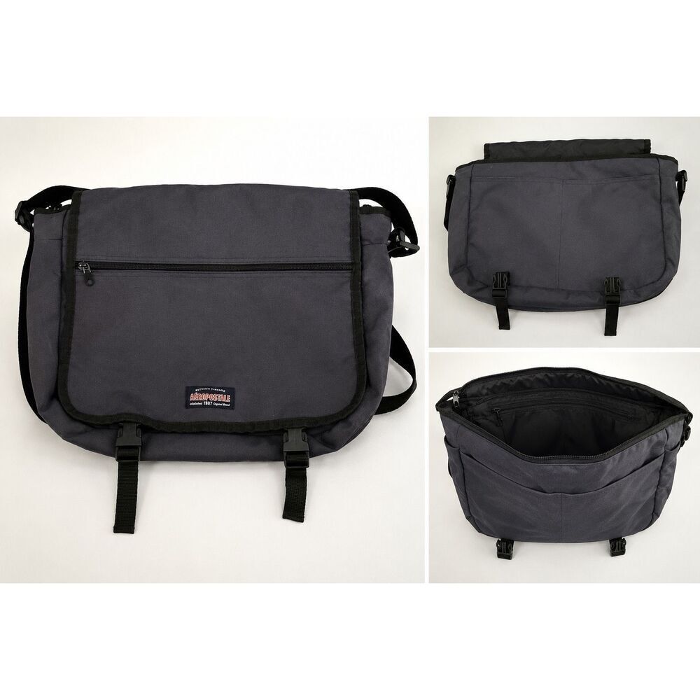 Aeropostale Expandable Messenger Bag Laptop Crossbody Book Bag Navy Blue Work Sc - Picture 4 of 7